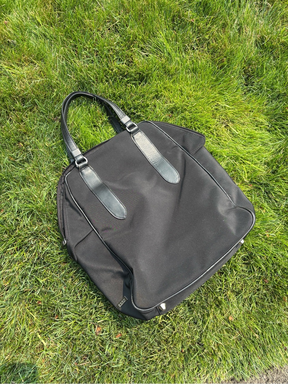 HOBO Black Nylon Hobo with Leather Trim